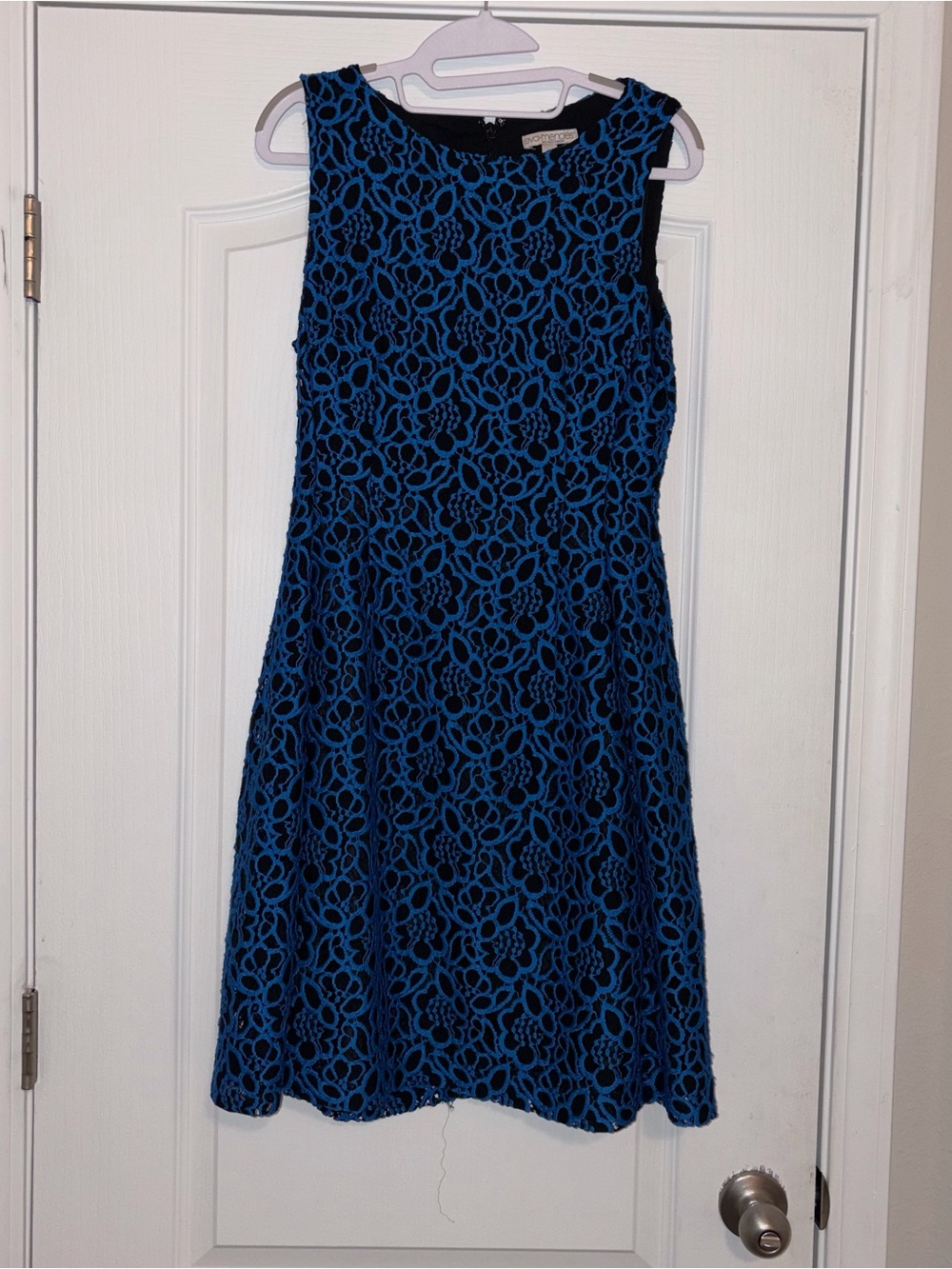 eva mendes for New York & Company Blue Lace Midi Dress Size 8